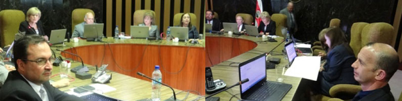 Collage que muestra magistrados en sesión de corte plena